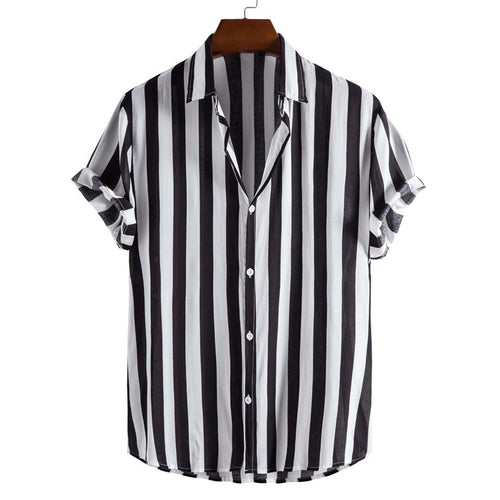 Liam Chemise Homme – Chemise Courte à Rayures Verticales Élégante & Légère pour Été Chic