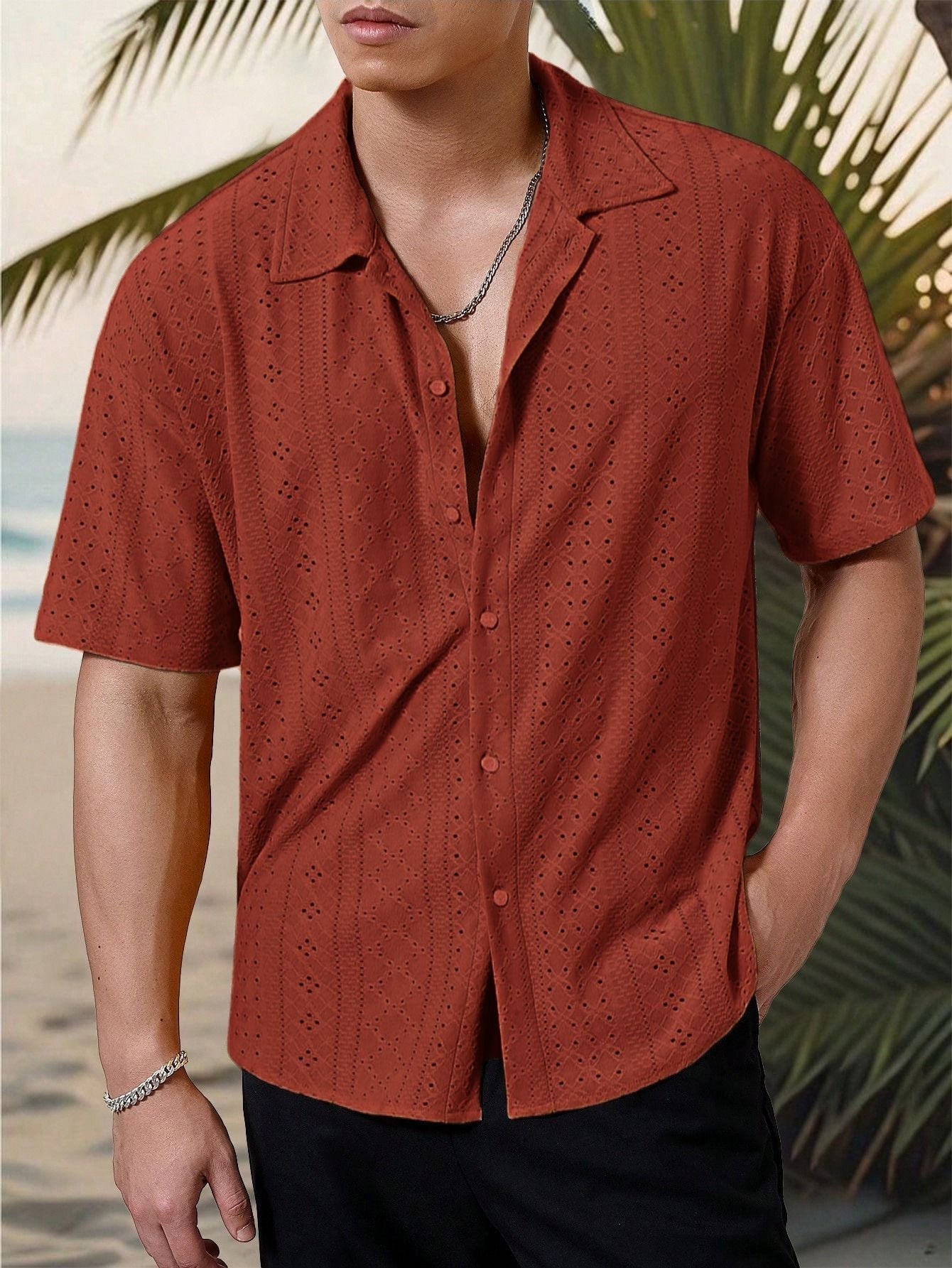 Marjhun Chemise Homme – Chemise Texturée Boutonnée Élégante & Confortable pour Look Décontracté