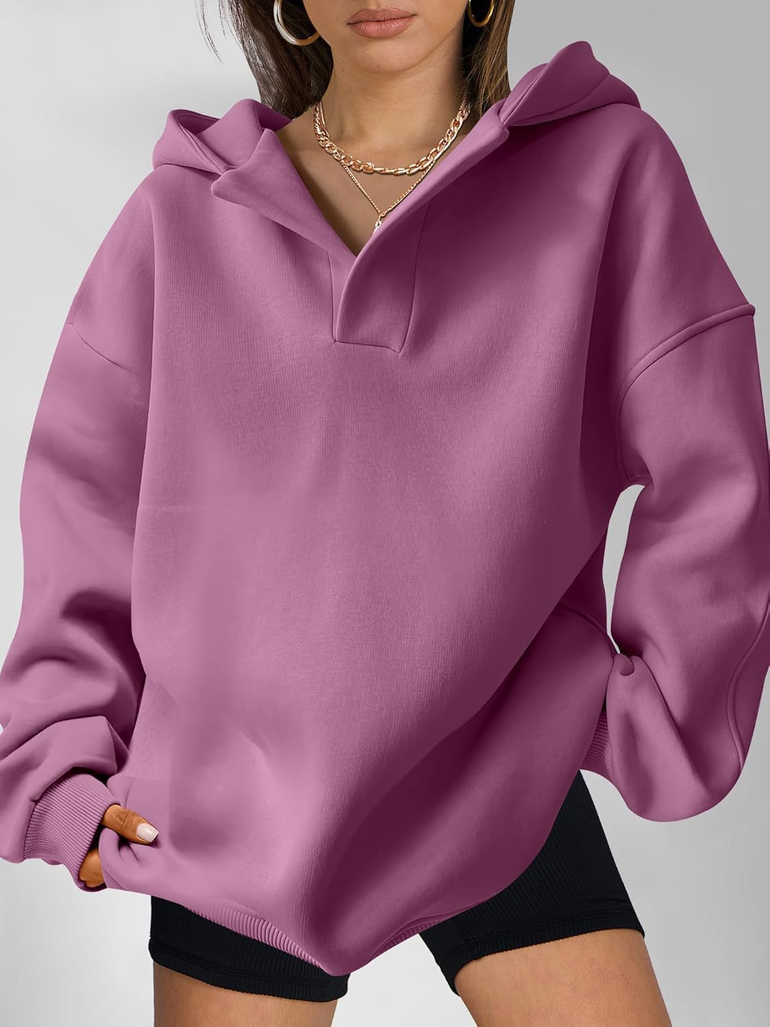 Nayeli Sweat Femme – Sweat à Capuche Ample Uni & Confortable pour un Style Décontracté Automne/Hiver