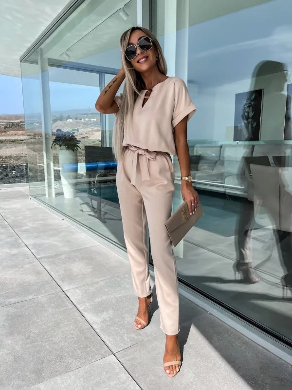 Tessa Combinaison Femme Élégante – Tenue Chic à Manches Courtes pour Été & Occasions Décontractées