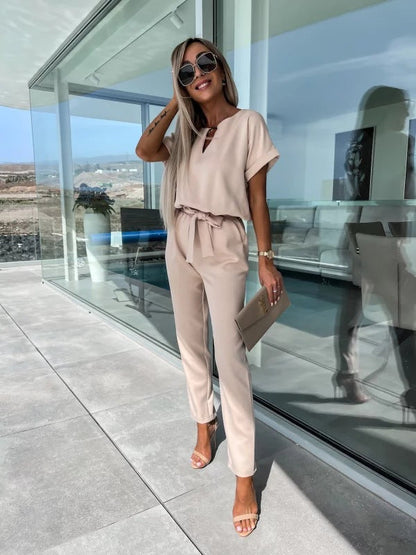 Tessa Combinaison Femme Élégante – Tenue Chic à Manches Courtes pour Été & Occasions Décontractées