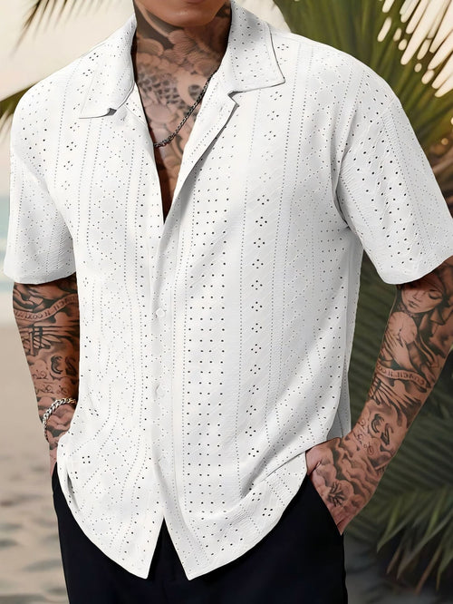 Marjhun Chemise Homme – Chemise Texturée Boutonnée Élégante & Confortable pour Look Décontracté
