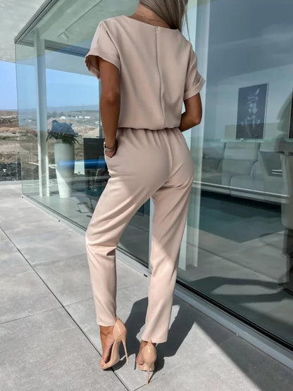 Tessa Combinaison Femme Élégante – Tenue Chic à Manches Courtes pour Été & Occasions Décontractées