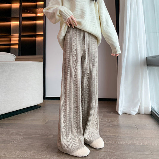 Aurelia Pantalon Femme – Pantalon en Maille Taille Haute à Jambes Larges Chic & Confortable