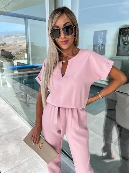 Tessa Combinaison Femme Élégante – Tenue Chic à Manches Courtes pour Été & Occasions Décontractées
