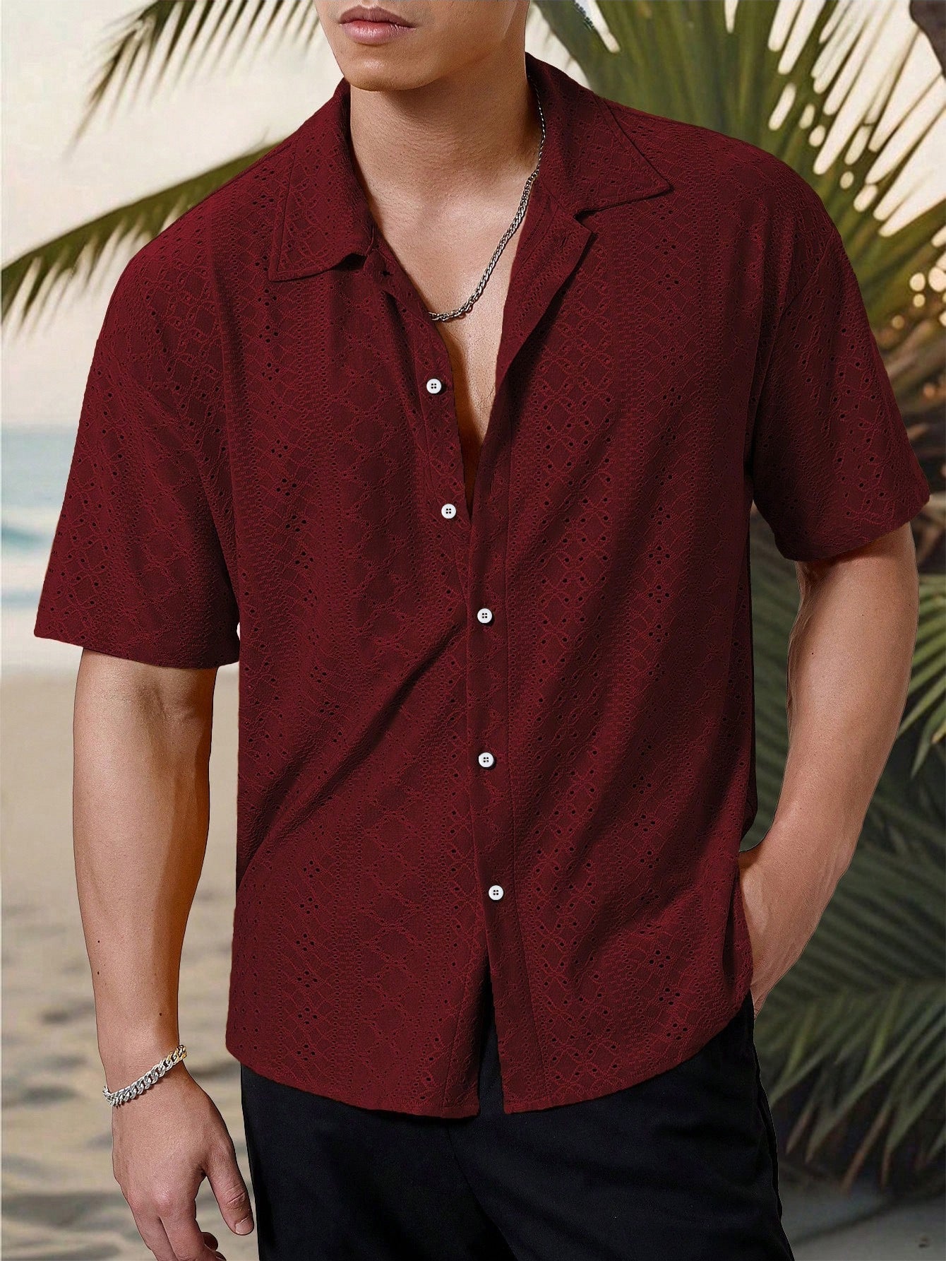 Marjhun Chemise Homme – Chemise Texturée Boutonnée Élégante & Confortable pour Look Décontracté
