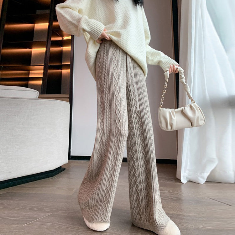 Aurelia Pantalon Femme – Pantalon en Maille Taille Haute à Jambes Larges Chic & Confortable