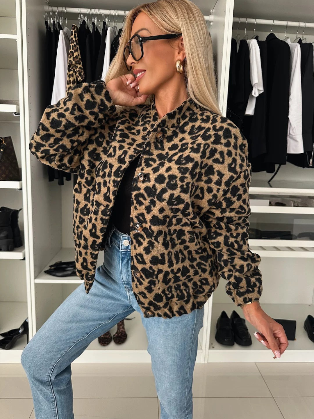 Yusra Veste Femme Léopard – Coupe Ample Chic & Tissu Doux Confortable