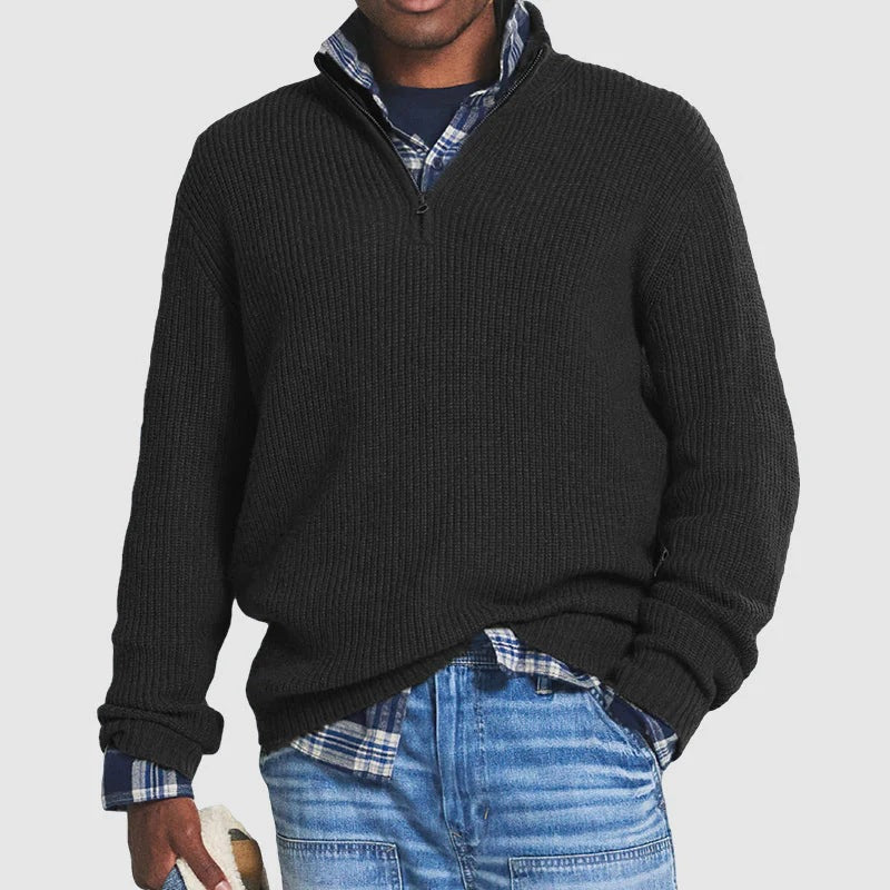Jérôme Pull Homme en Coton – Sweat Zippé Confortable & Élégant pour Tous les Jours