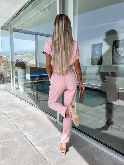Tessa Combinaison Femme Élégante – Tenue Chic à Manches Courtes pour Été & Occasions Décontractées