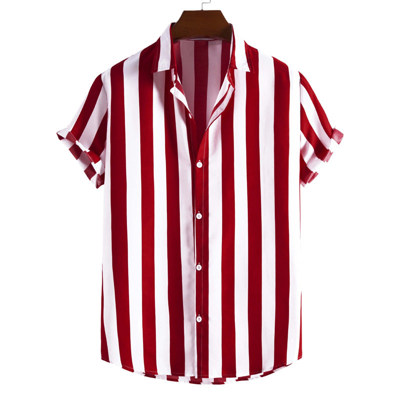 Liam Chemise Homme – Chemise Courte à Rayures Verticales Élégante & Légère pour Été Chic
