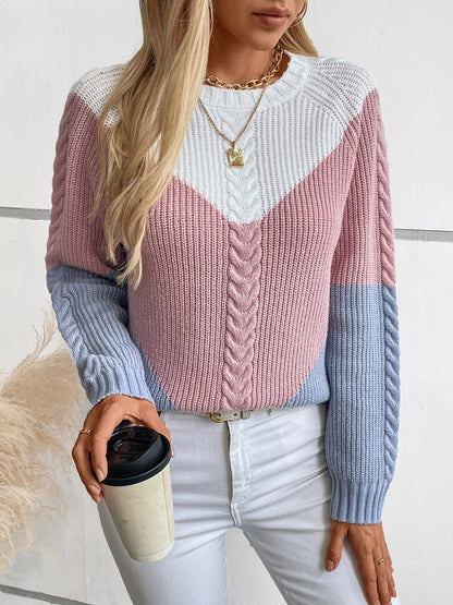 Serenity Pull Femme – Maille Torsadée Douce avec Motif Contrasté Chic Automne/Hiver