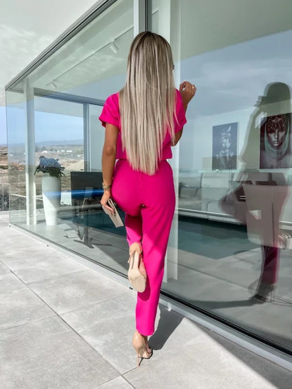 Tessa Combinaison Femme Élégante – Tenue Chic à Manches Courtes pour Été & Occasions Décontractées