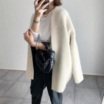 Lillian Long Gilet en Maille pour Femme – Superposition douce à ouverture ouverte pour l’automne et l’hiver