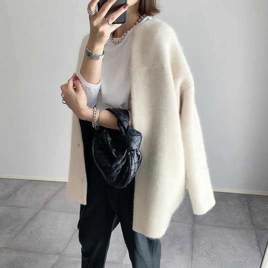 Lillian Long Gilet en Maille pour Femme – Superposition douce à ouverture ouverte pour l’automne et l’hiver