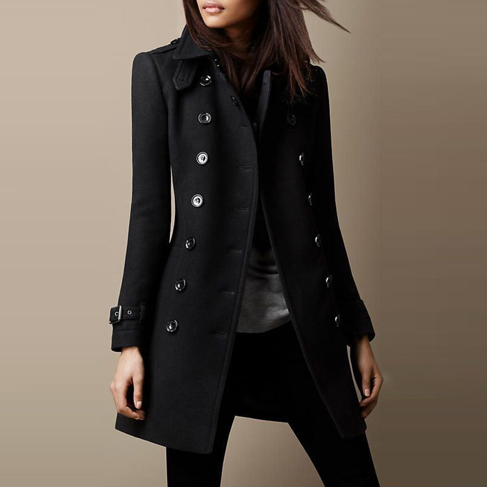 Lucille Manteau Femme – Manteau Long Élégant en Laine Prestige au Style Intemporel