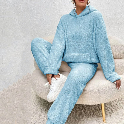Lillie Ensemble Femme – Tenue d’Intérieur en Polaire Douce avec Hoodie & Jogging Confortables