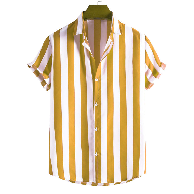 Liam Chemise Homme – Chemise Courte à Rayures Verticales Élégante & Légère pour Été Chic