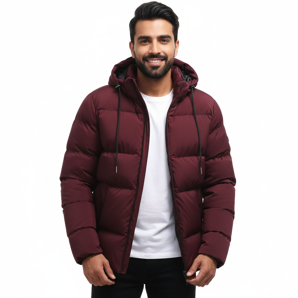 Olie Men's Winter Parka Waterproof – Quilted Puffer, Hood & Maximum Warmth
