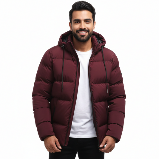 Olie Men's Winter Parka Waterproof – Quilted Puffer, Hood & Maximum Warmth