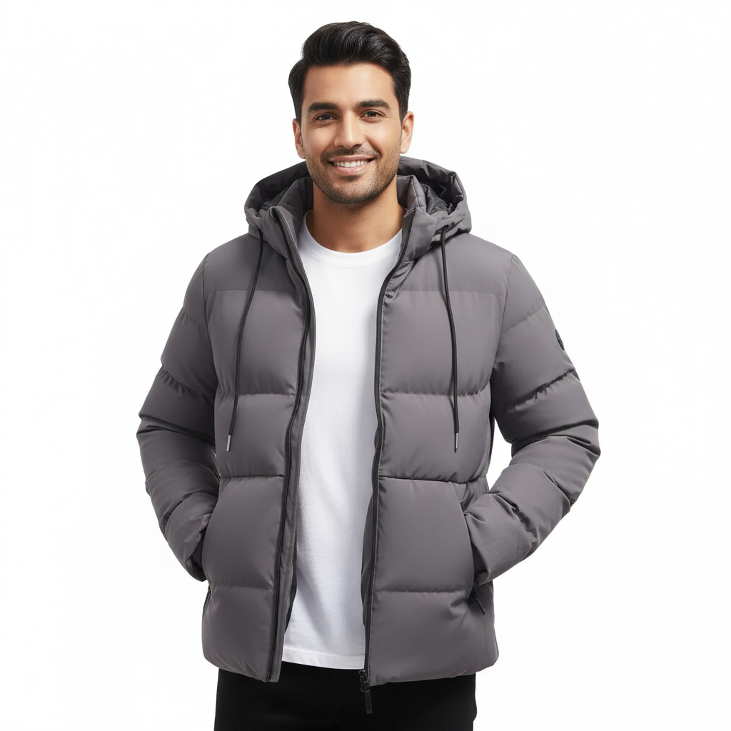 Olie Men's Winter Parka Waterproof – Quilted Puffer, Hood & Maximum Warmth