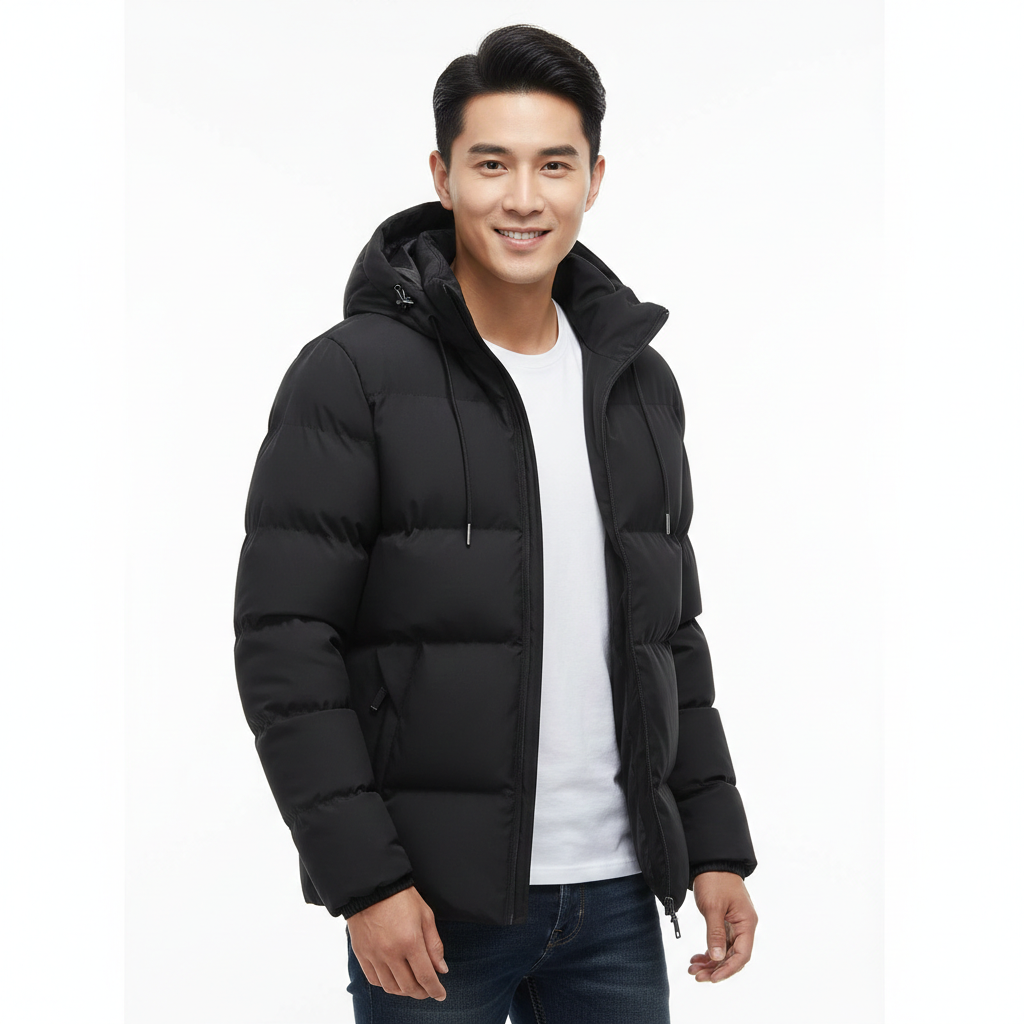 Olie Men's Winter Parka Waterproof – Quilted Puffer, Hood & Maximum Warmth
