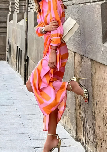 Robe Portefeuille Femme Amelia – Robe Croisée Rayée avec Coupe Flatteuse & Confort Légèr