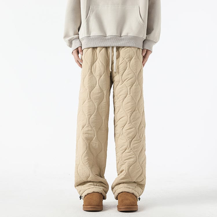 Logan Men's Winter Quilted Pants – Warm Fleece-Lined Pants with Loose Fit & Elastic Waistband