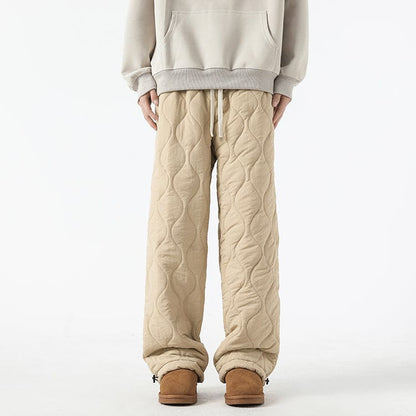 Logan Men's Winter Quilted Pants – Warm Fleece-Lined Pants with Loose Fit & Elastic Waistband