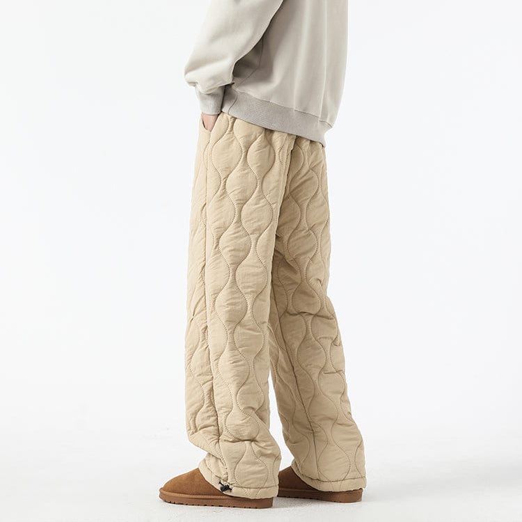 Logan Men's Winter Quilted Pants – Warm Fleece-Lined Pants with Loose Fit & Elastic Waistband