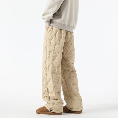 Logan Men's Winter Quilted Pants – Warm Fleece-Lined Pants with Loose Fit & Elastic Waistband