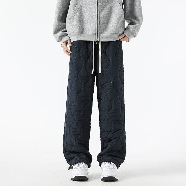 Logan Men's Winter Quilted Pants – Warm Fleece-Lined Pants with Loose Fit & Elastic Waistband