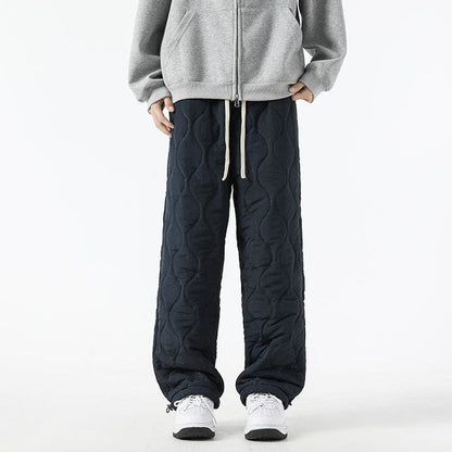 Logan Men's Winter Quilted Pants – Warm Fleece-Lined Pants with Loose Fit & Elastic Waistband