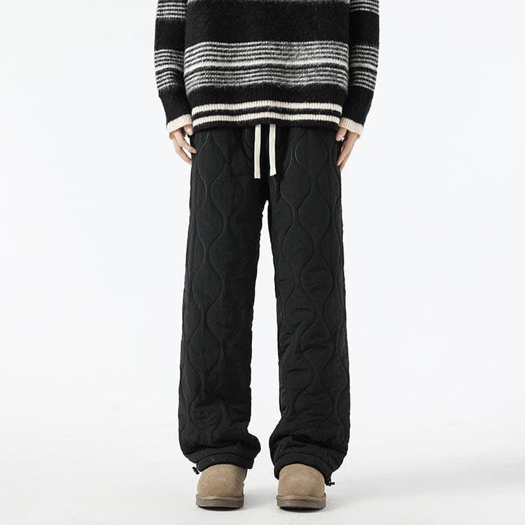Logan Men's Winter Quilted Pants – Warm Fleece-Lined Pants with Loose Fit & Elastic Waistband