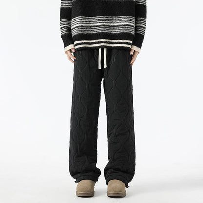 Logan Men's Winter Quilted Pants – Warm Fleece-Lined Pants with Loose Fit & Elastic Waistband