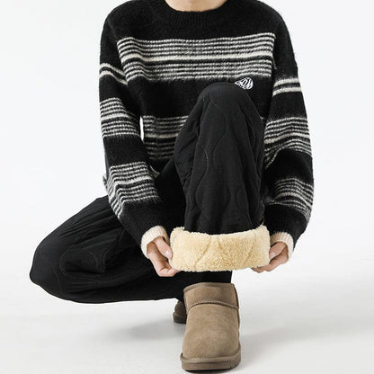 Logan Men's Winter Quilted Pants – Warm Fleece-Lined Pants with Loose Fit & Elastic Waistband