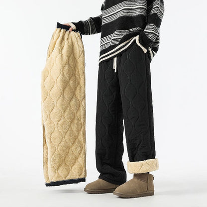 Logan Men's Winter Quilted Pants – Warm Fleece-Lined Pants with Loose Fit & Elastic Waistband