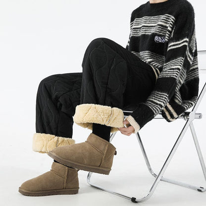 Logan Men's Winter Quilted Pants – Warm Fleece-Lined Pants with Loose Fit & Elastic Waistband