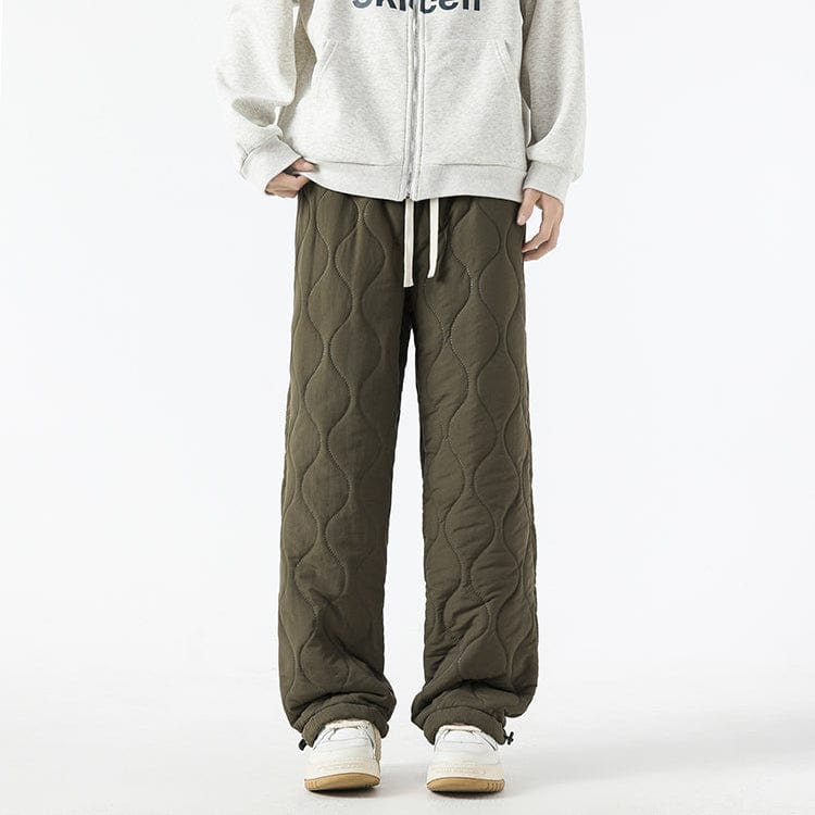 Logan Men's Winter Quilted Pants – Warm Fleece-Lined Pants with Loose Fit & Elastic Waistband