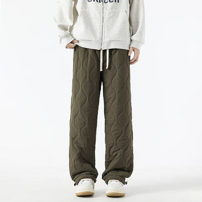 Logan Men's Winter Quilted Pants – Warm Fleece-Lined Pants with Loose Fit & Elastic Waistband