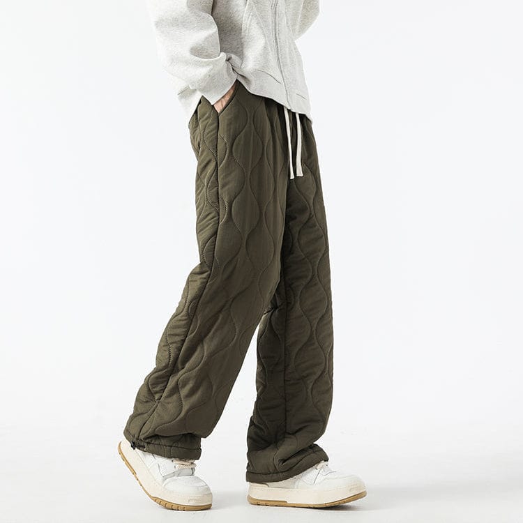 Logan Men's Winter Quilted Pants – Warm Fleece-Lined Pants with Loose Fit & Elastic Waistband