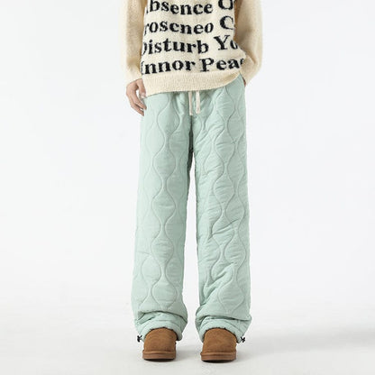 Logan Men's Winter Quilted Pants – Warm Fleece-Lined Pants with Loose Fit & Elastic Waistband
