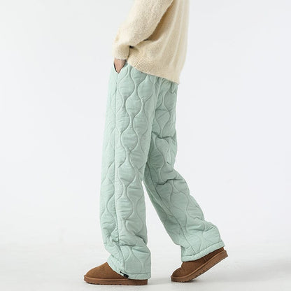 Logan Men's Winter Quilted Pants – Warm Fleece-Lined Pants with Loose Fit & Elastic Waistband