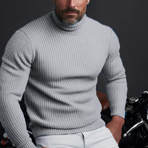 Lorenzo Men's Cotton Turtleneck – Soft and Breathable Knit with Modern Fitted Cut