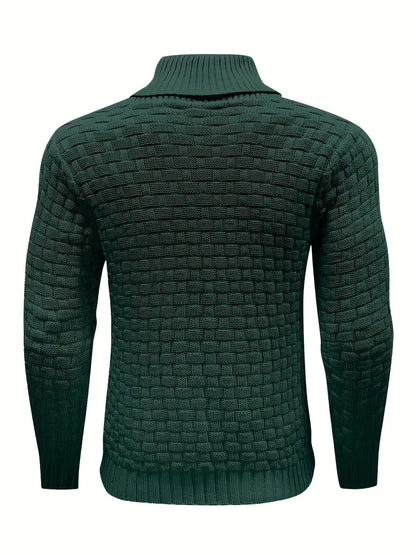 Aaron Pull Homme Col Montant – Maille Épaisse, Chaud & Élégant avec Boutons en Bois