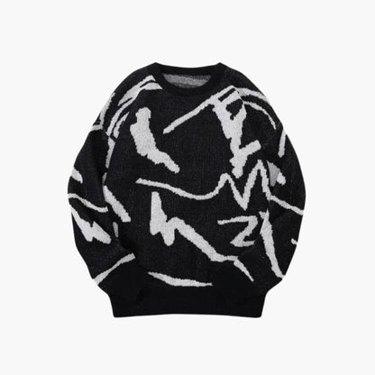 Carl Pull Homme en Maille – Pull à Motif Abstrait avec Ourlet et Poignets Côtelés pour l'Automne/Hiver