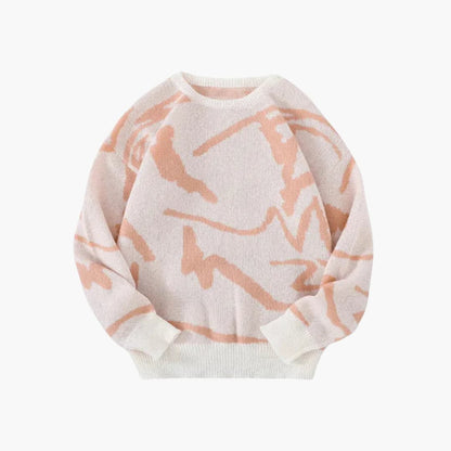 Carl Pull Homme en Maille – Pull à Motif Abstrait avec Ourlet et Poignets Côtelés pour l'Automne/Hiver