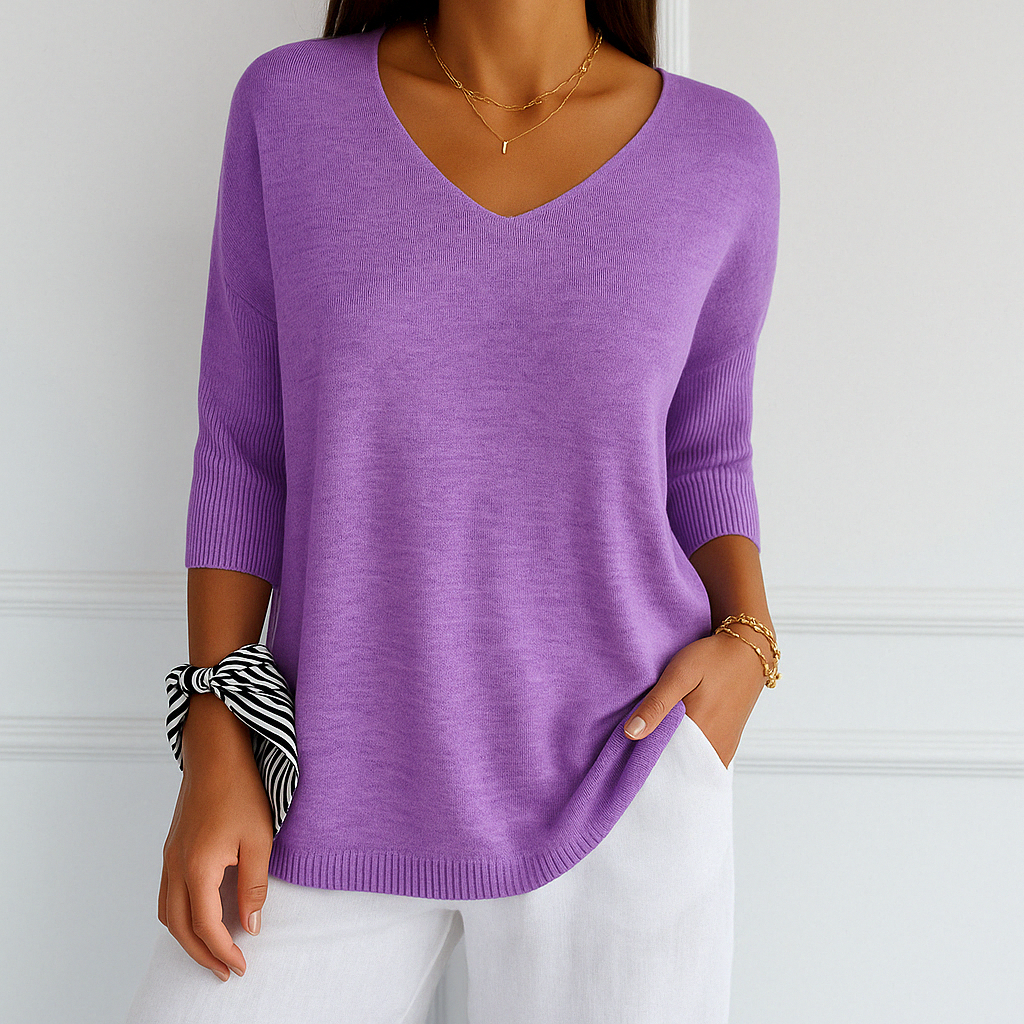 Coraline Pull Col V Femme – Maille Fine, Doux & Élégant pour un Style Raffiné