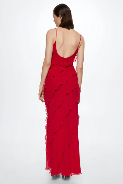 Robe Longue Femme Ashtine – Robe d’Été Légère à Volants avec Jupe à Étages & Look de Plage