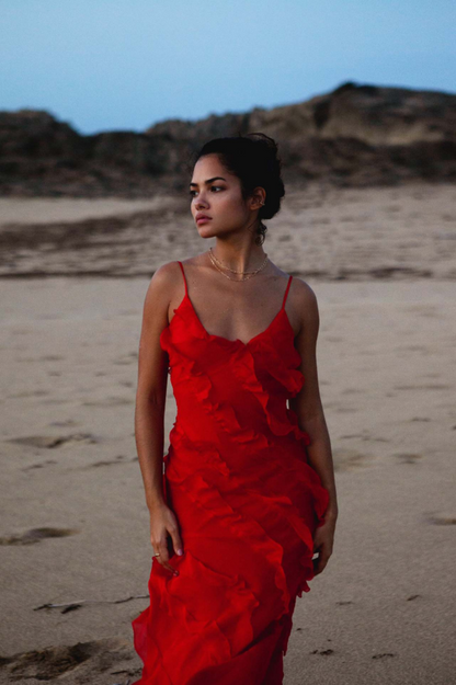 Robe Longue Femme Ashtine – Robe d’Été Légère à Volants avec Jupe à Étages & Look de Plage